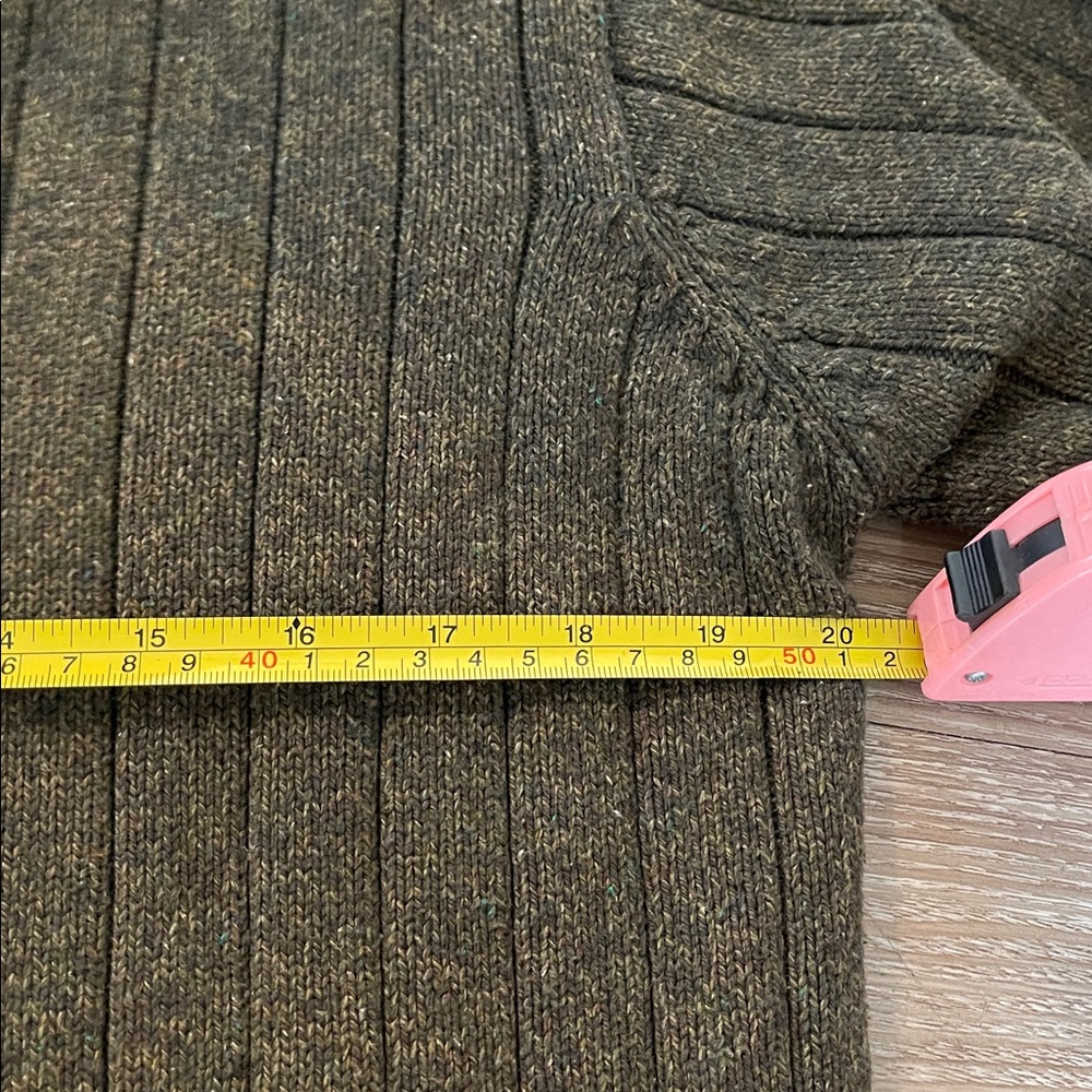 Oscar de la Renta Men's Olive Green Quanter Zip Sweater Size: L - Picture 9 of 11